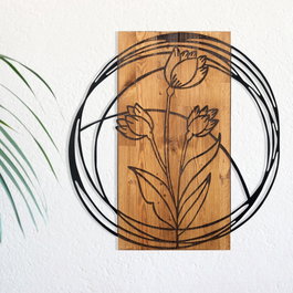 Wallity Tulip Accesorio decorativo de pared Negro y Nogal